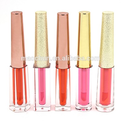 Plastic gold lip gloss packaging tube with applicator