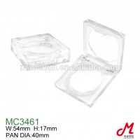 Transparent square blusher container with round pan