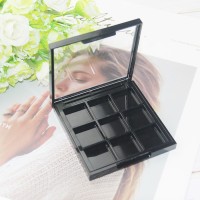 9 colors empty plastic square compact cosmetic container eyes makeup packaging eyeshadow case with window